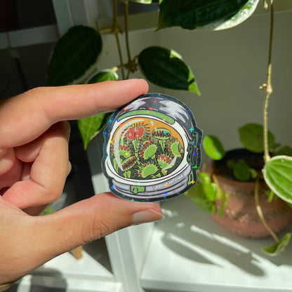 "Cosmic Carnivore" - Venus Flytrap Plant Sticker - Matte/Holo