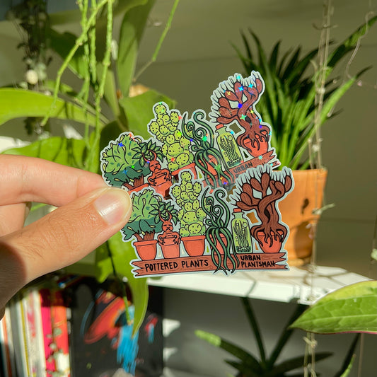 "Pottered Plants" - Magical Plant Shelf Sticker - Matte/Holo